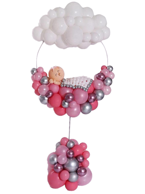 Baby Girl Clouds Signature Balloon Stand