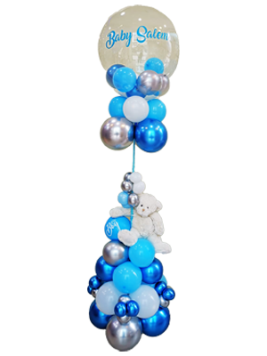 Baby Boy Teddy Bear Signature Balloon Stand